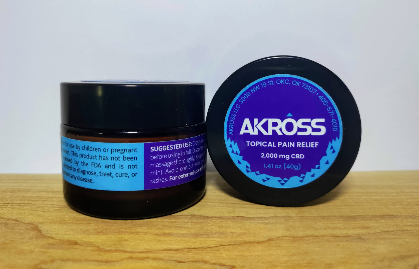 Topical Pain Relief 2,000mg jar top and side label